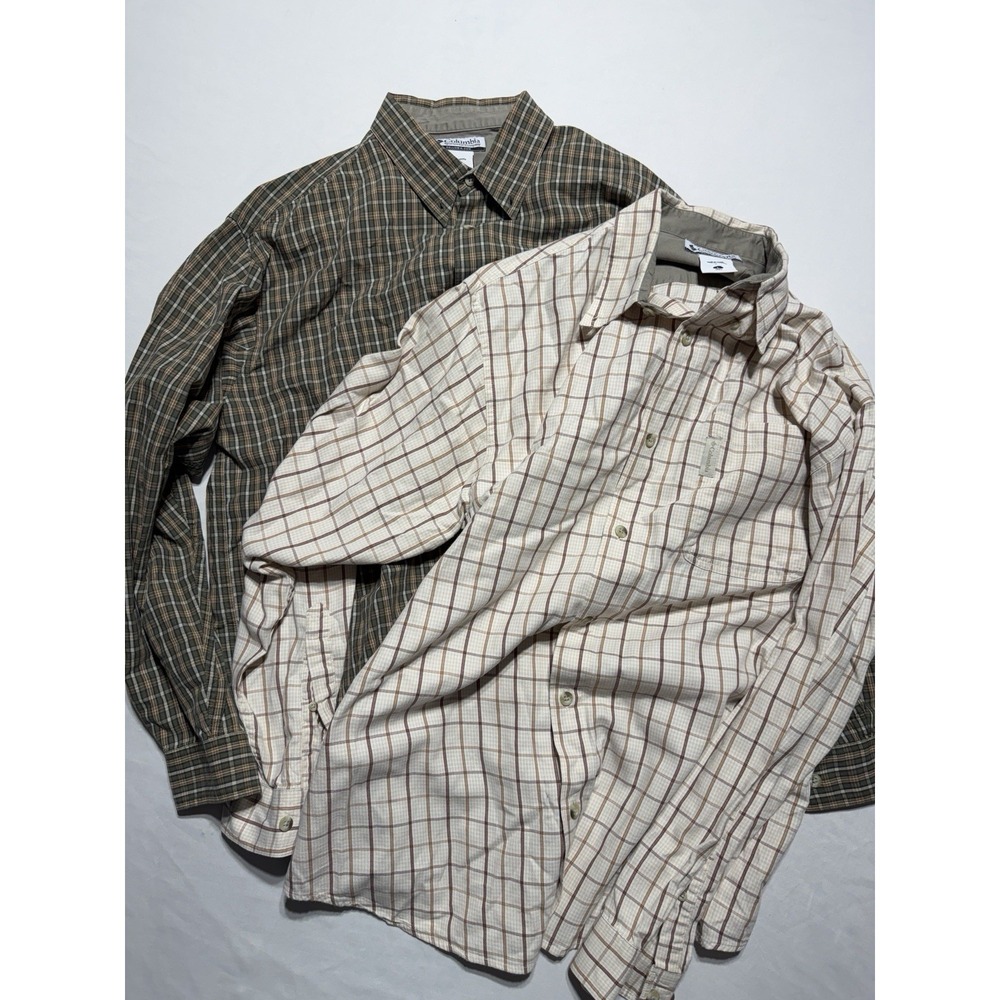 Vintage Columbia Sportswear Mens Plaid Button Down Shirts Lot 2 Large L Outdoor